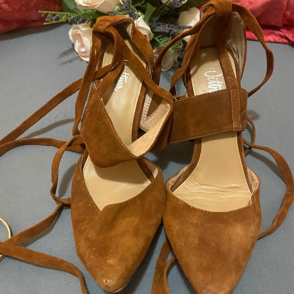 Wittner Brown Suede Heels with Ankle Straps